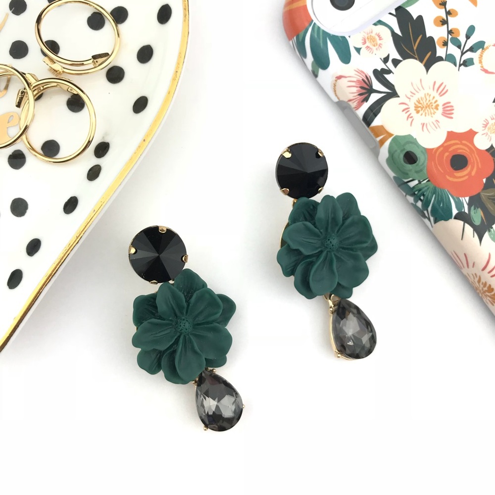 “Valentina” Flower Drop Statement Earrings